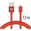 Swissten Textile Fast Charge 3A Lightning Data ir įkrovimo kabelis 1,2m