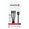 Swissten 3in1 Textile Data Cable 1,2m