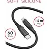 Swissten minkštas silikoninis 60 W duomenų kabelis USB-C – USB-C 1,5 m