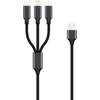 Forever 3in1 kabelis USB - Lightning + USB-C + microUSB 1,2 m 2A juodos spalvos
