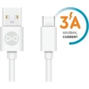 Forever kabelis USB - USB-C 1,0 m 3A baltos spalvos