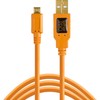 USB kabelis - Tether Tools Pro USB 2.0 Micro-B 4.6m ryškiai oranžinis