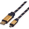 Roline Kabelis USB Triton USB-A - miniUSB 3 m Juodai-auksinė (11.02.8823)