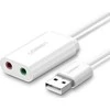 Išorinis USB garso adapteris UGREEN 15 cm - Baltas