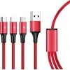 UNITEK C4049RD Unitek kabelis 3-in-1, USB-C tipas / MicroUSB / Lightning, 1,2 m, raudonas, C4049RD