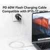 USAMS U90 kabelis 60W USB-C į USB-C baltos spalvos