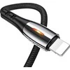 USAMS Kabelis pintas U-Tone lightning1.2m Power-off 2A Fast Charging juodos spalvos SJ344USB01 (US-SJ344)