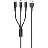USAMS Braided U5 3-in-1 Kabelis 1.5m 2A juodos spalvos (Lightning/microUSB/USB-C) SJ2193IN101 (US-SJ219)