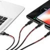 USAMS Braided U5 3-in-1 Kabelis 1.5m 2A juodos spalvos (Lightning/microUSB/USB-C) SJ2193IN101 (US-SJ219)