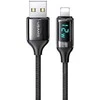 USAMS Braided Kabelis U78 Lightning 1.2m LED 2.4A Fast Charging juodos spalvos SJ543USB01 (US-SJ543)
