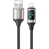 USAMS Braided Kabelis U78 Lightning 1.2m LED 2.4A Fast Charging sidabrinis juodos spalvos SJ543USB02 (US-SJ543)