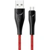 USAMS pintas kabelis U41 microUSB 3m 2A raudonas SJ399USB02 (US-SJ399) greito įkrovimo