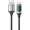 USAMS Braided Kabelis U78 USB-C 1.2m LED 6A Fast Charging baltos spalvos SJ544USB02 (US-SJ544)
