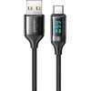 USAMS Braided Kabelis U78 USB-C 1.2m LED 6A Fast Charging juodos spalvos SJ544USB01 (US-SJ544)