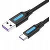 Vention USB 2.0 A į USB-C 5A kabelio anga CORBF 1m juodas PVC