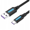 Vention USB 2.0 A į USB-C 5A kabelio ventiliacija CORBG 1.5 m juodas PVC