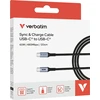 Verbatim 31845 Sync & Charge Kabelis USB-C į USB-C 60W 480Mbps 120cm, Pilka/Juoda