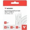 Kabelis Verbatim Sync & Charge SoftTouch USB-C į USB-C 60W PD3.0 120cm baltos spalvos 30274