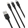 XO 3in1 kabelis USB-C / Lightning / Micro 2.4A, 1.2m (juodas)
