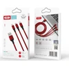 XO kabelis NB173 3in1 USB - Lightning + USB-C + microUSB 1,2 m 2,4A raudonos spalvos