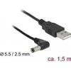 Delock maitinimo laidas DELOCK Strom kabelis USB > DC 5,5x2,5 90° St/St 1,5 m