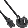 Kabelis zasilający InLine® Maitinimo kabelis JK/Anglijos kištukas prie 3 kontaktų IEC C13, juodas, 5 m