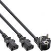 Maitinimo kabelis InLine Y tipo maitinimo kabelis 1x CEE 7/7 kampuotas / 2x 3 kontaktų IEC C13 kištukas, 1m, 1 m, F tipo kištukas, 2 x C13 lizdas