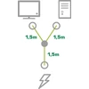 Maitinimo kabelis InLine Y tipo maitinimo kabelis 1x CEE 7/7 kampuotas / 2x 3 kontaktų IEC C13 kištukas, 1m, 1 m, F tipo kištukas, 2 x C13 lizdas