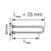 KAN-therm Push 18x2,5 200 mm žalvarinė alkūnė su 15 mm variniu vamzdžiu su atraminiu junginiu, padengtu nikeliu 9015.240