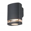 Kanlux ZEVI W EL 1GU10 G max 10W IP54 fasado šviestuvas, dvigubas droselis, sieninis šviestuvas, pilkas 38885