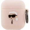 Apple AirPods Karl Lagerfeld silikoninis Karl Head 3D light ausinių dėklas rožinės spalvos