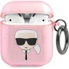 Dėklas Karl Lagerfeld KLA2UKHGP AirPods dangtelis rožinis/rožinis Blizgus Karl`s Head