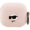 Apple AirPods 3 Karl Lagerfeld silikoninis Choupette Head 3D light ausinių dėklas rožinės spalvos