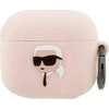 Apple AirPods 3 Karl Lagerfeld silikoninis Karl Head 3D light ausinių dėklas rožinės spalvos