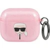 Apple AirPods 3 ausinių dėklas Karl Lagerfeld Glitter Karl`s Head (KLA3UKHGP) rožinės spalvos