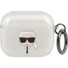 Apple AirPods 3 ausinių dėklas Karl Lagerfeld Glitter Karl`s Head (KLA3UKHGS) sidabrinės spalvos