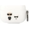 Apple AirPods Pro Karl Lagerfeld silikoninis Karl &amp; Choupette (KLACAPSILKCW) ausinių dėklas baltos spalvos