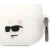 Apple AirPods Pro Karl Lagerfeld silikoninis Choupette Head 3D ausinių dėklas baltos spalvos