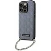 Karl Lagerfeld dėklas iPhone 14 Pro 6,1 KLHCP14LSACKLHPG sidabrinis kietasis dėklas Saffiano Mono Chain