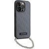 Karl Lagerfeld dėklas iPhone 14 Pro 6,1 KLHCP14LSACKLHPG sidabrinis kietasis dėklas Saffiano Mono Chain