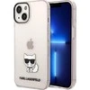 Karl Lagerfeld dėklas, skirtas iPhone 14 Plus 6,7 KLHCP14MCTTRI rožinis kietas dėklas, skirtas Skaidrus Choupette Body