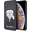 Dėklas Karl Lagerfeld KLHCI65DLHBK iPhone XsMax juoda/juodas Iconic Glitter Karl`s Head
