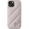 Apple iPhone 13 / 14 / 15 Karl Lagerfeld Diagonal Quilted Script (KLHCP14SPQDSMGP) dėklas telefonui rožinės spalvos