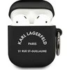 Karl Lagerfeld Rue St Guillaume silikoninis dėklas ausinėms AirPods 1/2 juodos spalvos