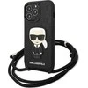 Karl Lagerfeld KLHCP13LCMNIPK Apple iPhone 13 Pro / 13 6,1″ kietas dėklas juodos spalvos Leather Monogram Patch an