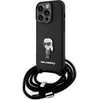 Karl Lagerfeld KLHCP15LSASKNPSK Apple iPhone 15 Pro 6.1″ kietas dėklas juodos spalvos Crossbody Saffiano Monogram