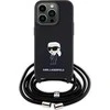 Karl Lagerfeld KLHCP15LSASKNPSK Apple iPhone 15 Pro 6.1″ kietas dėklas juodos spalvos Crossbody Saffiano Monogram