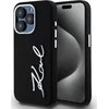 Apple iPhone 15 Pro Karl Lagerfeld dėklas Silicone Metal Script Logo (KLHCP15LSCMSMVK) juodos spalvos
