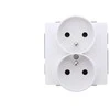 Karlik Elektrotechnik 25DGPRSO-2zp DECO Dvigubo lizdo mechanizmas DECO Soft rėmui su įžeminimu 2x(2P+Z) (srovės kelio sklendės), baltas matinis 25DGPRSO-2zp