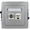 Karlik Vieno SAT antenos lizdas + vieno kompiuterio lizdai 1xRJ45 sidabro metalo (7DGFK)